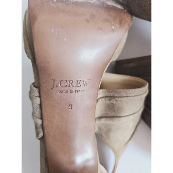 J Crew Suede Leather Buckle Strappy High Heels Open Peep Toe Shoes Italy Taupe 9 - Picture 10 of 10